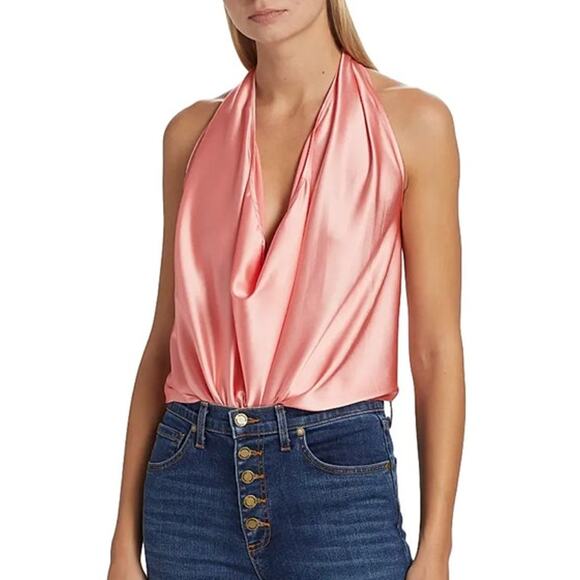 Ramy Brook Tops - RAMY BROOK Top NEW Size M Harriet Silk Halter Tank Top Convertible Light Pink